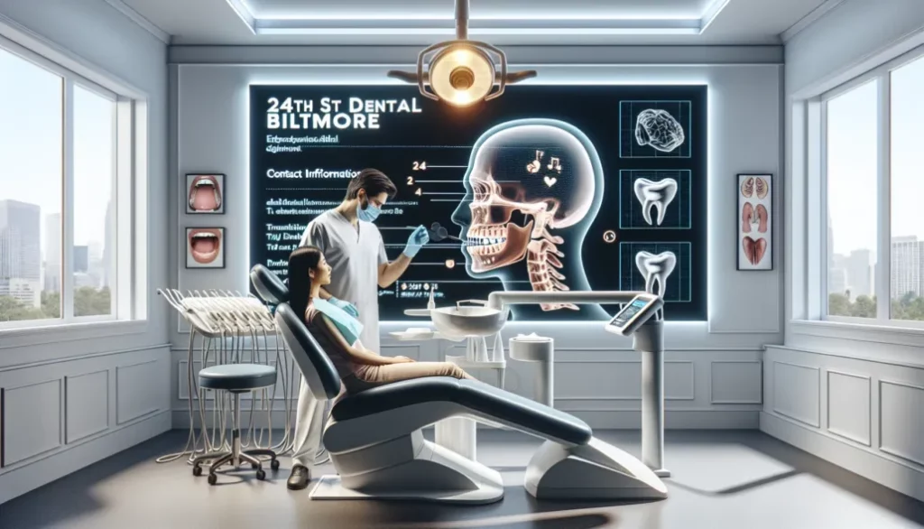 Dentist consulting with patient in futuristic dental office in Phoenix, AZ | 24th Street Dental Biltmore